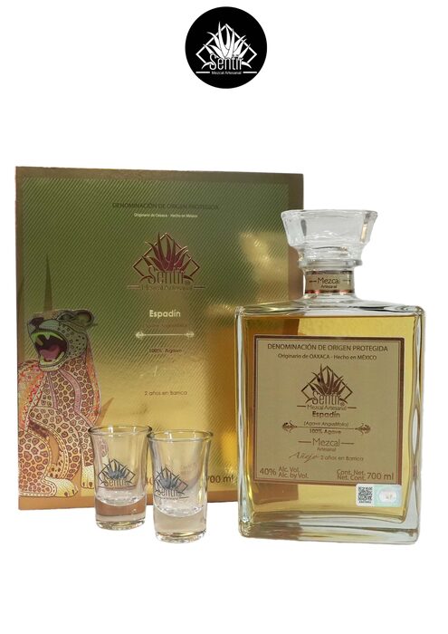 SENTIR ESPADIN AÑEJO  + 2 bicchieri -gift box